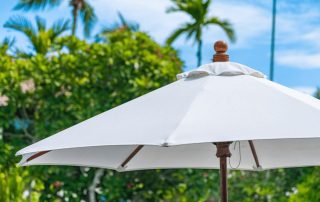 white patio umbrella