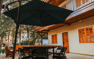Black patio umbrella